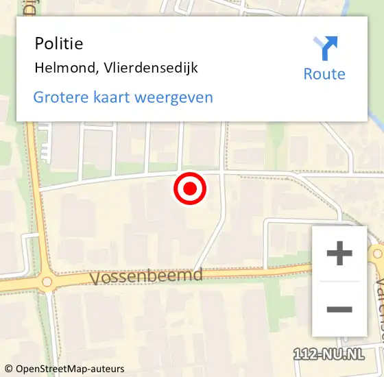 Locatie op kaart van de 112 melding: Politie Helmond, Vlierdensedijk op 1 november 2024 16:20