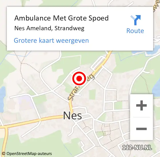 Locatie op kaart van de 112 melding: Ambulance Met Grote Spoed Naar Nes Ameland, Strandweg op 1 november 2024 16:33