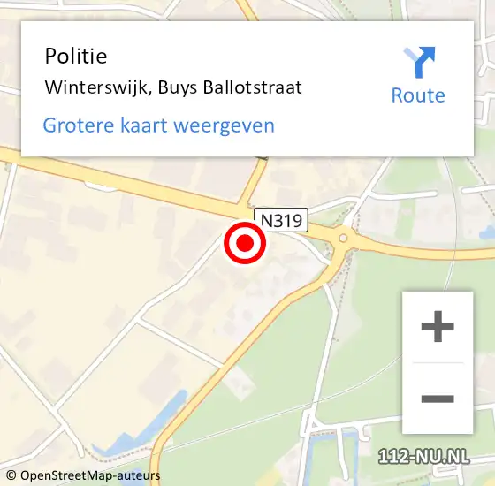 Locatie op kaart van de 112 melding: Politie Winterswijk, Buys Ballotstraat op 1 november 2024 16:59