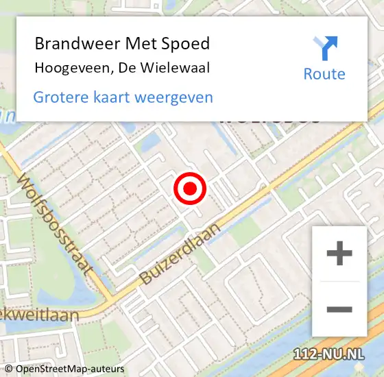 Locatie op kaart van de 112 melding: Brandweer Met Spoed Naar Hoogeveen, De Wielewaal op 1 november 2024 16:59