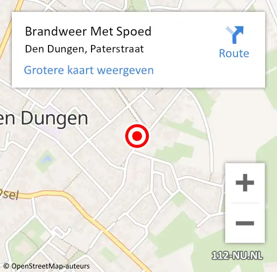 Locatie op kaart van de 112 melding: Brandweer Met Spoed Naar Den Dungen, Paterstraat op 1 november 2024 17:05