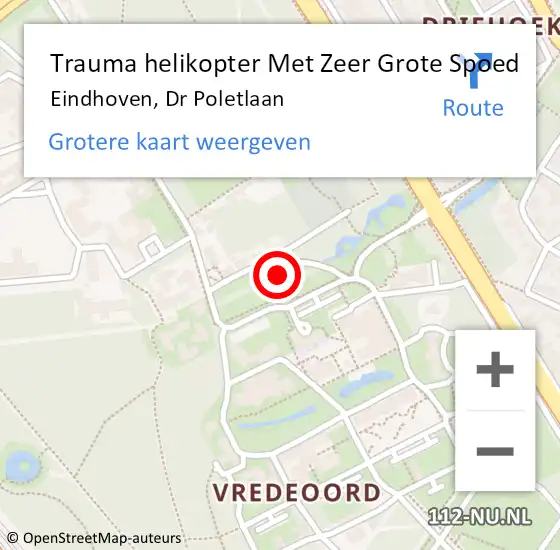 Locatie op kaart van de 112 melding: Trauma helikopter Met Zeer Grote Spoed Naar Eindhoven, Dr Poletlaan op 1 november 2024 17:33