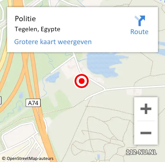 Locatie op kaart van de 112 melding: Politie Tegelen, Egypte op 1 november 2024 17:44