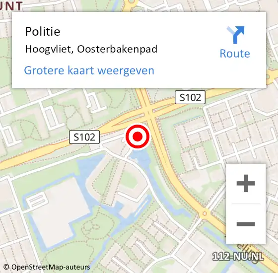 Locatie op kaart van de 112 melding: Politie Hoogvliet, Oosterbakenpad op 1 november 2024 17:46