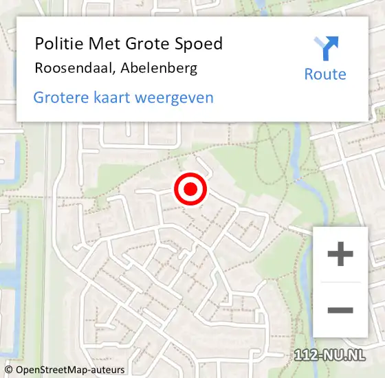 Locatie op kaart van de 112 melding: Politie Met Grote Spoed Naar Roosendaal, Abelenberg op 1 november 2024 17:49