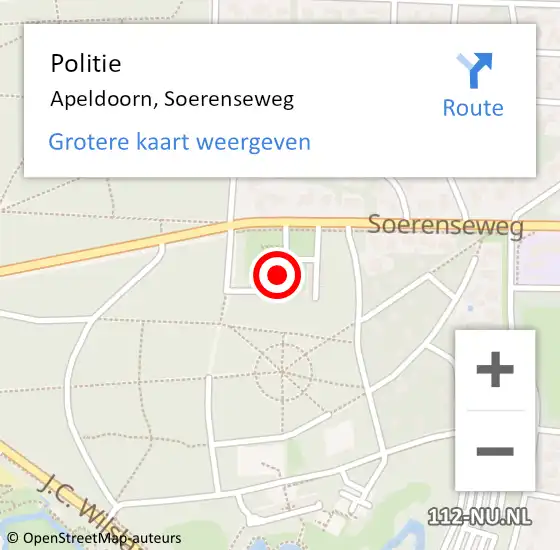 Locatie op kaart van de 112 melding: Politie Apeldoorn, Soerenseweg op 1 november 2024 17:52