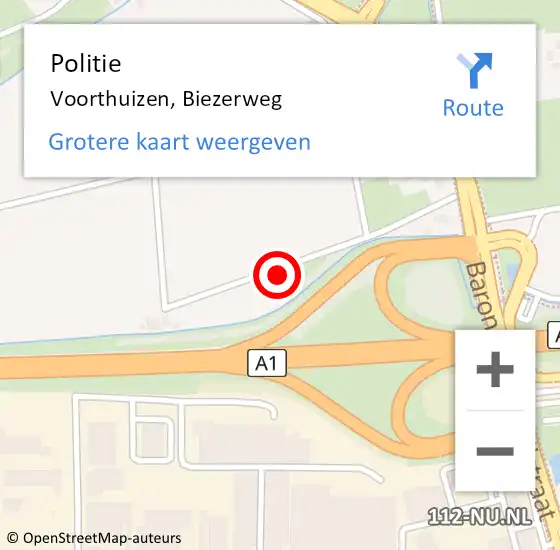 Locatie op kaart van de 112 melding: Politie Voorthuizen, Biezerweg op 1 november 2024 17:55