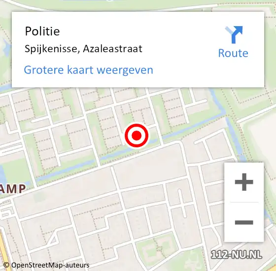 Locatie op kaart van de 112 melding: Politie Spijkenisse, Azaleastraat op 1 november 2024 18:20