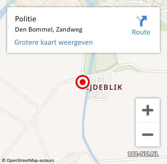 Locatie op kaart van de 112 melding: Politie Den Bommel, Zandweg op 1 november 2024 18:38