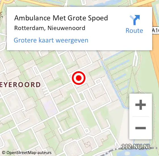 Locatie op kaart van de 112 melding: Ambulance Met Grote Spoed Naar Rotterdam, Nieuwenoord op 1 november 2024 18:48