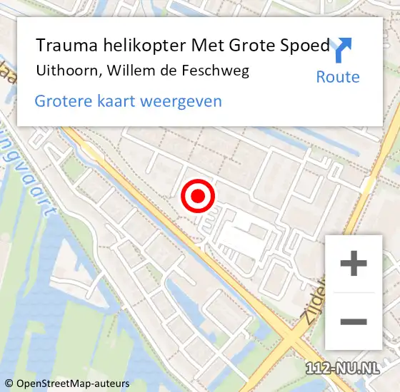 Locatie op kaart van de 112 melding: Trauma helikopter Met Grote Spoed Naar Uithoorn, Willem de Feschweg op 1 november 2024 19:06