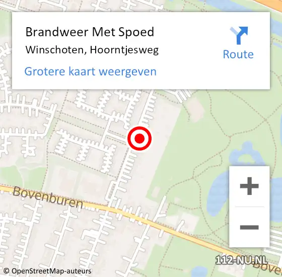 Locatie op kaart van de 112 melding: Brandweer Met Spoed Naar Winschoten, Hoorntjesweg op 1 november 2024 19:13