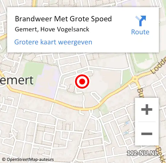 Locatie op kaart van de 112 melding: Brandweer Met Grote Spoed Naar Gemert, Hove Vogelsanck op 1 november 2024 19:31