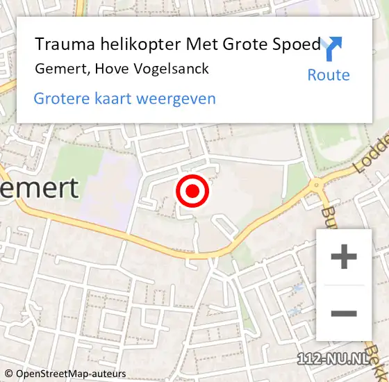 Locatie op kaart van de 112 melding: Trauma helikopter Met Grote Spoed Naar Gemert, Hove Vogelsanck op 1 november 2024 19:32