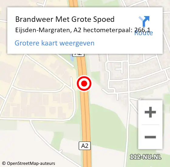 Locatie op kaart van de 112 melding: Brandweer Met Grote Spoed Naar Eijsden-Margraten, A2 hectometerpaal: 266,1 op 1 november 2024 19:32