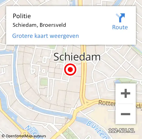 Locatie op kaart van de 112 melding: Politie Schiedam, Broersveld op 1 november 2024 19:36