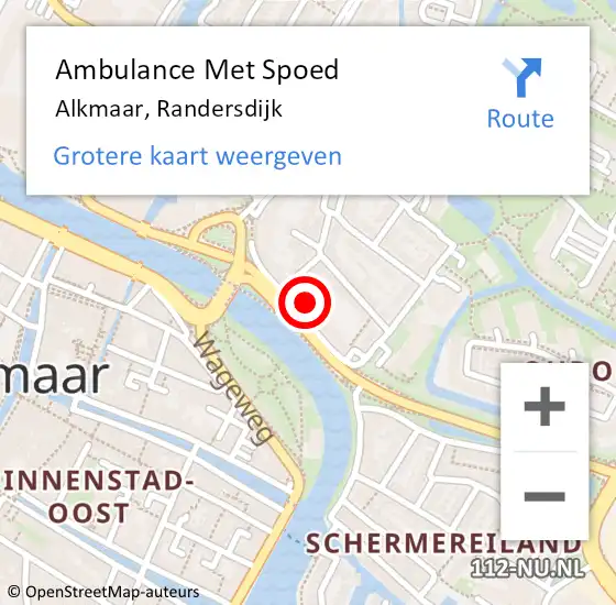 Locatie op kaart van de 112 melding: Ambulance Met Spoed Naar Alkmaar, Randersdijk op 1 november 2024 19:36