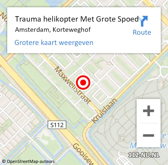 Locatie op kaart van de 112 melding: Trauma helikopter Met Grote Spoed Naar Amsterdam, Korteweghof op 1 november 2024 19:45