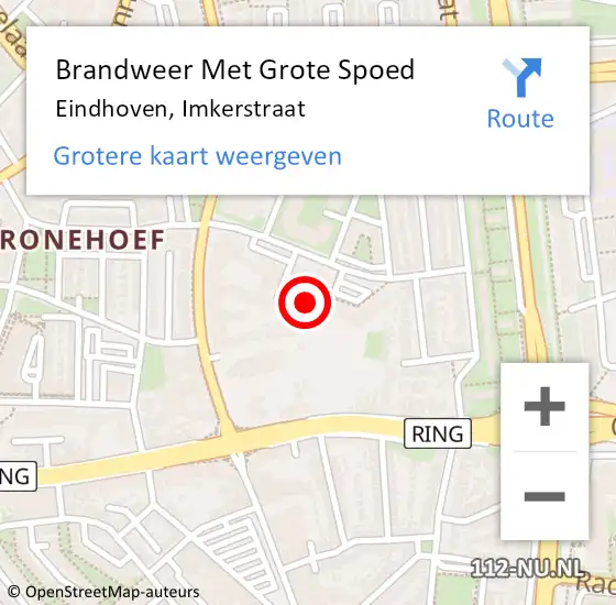 Locatie op kaart van de 112 melding: Brandweer Met Grote Spoed Naar Eindhoven, Imkerstraat op 1 november 2024 20:00