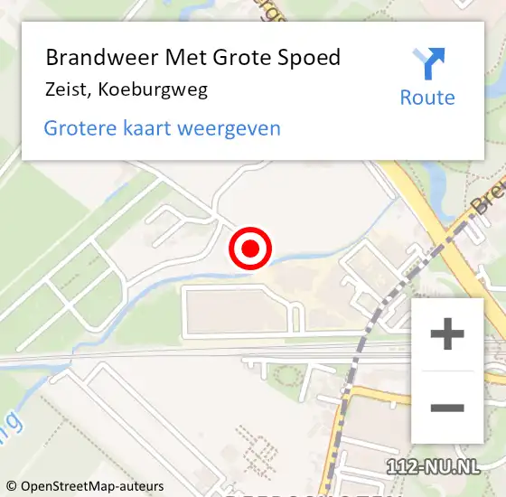 Locatie op kaart van de 112 melding: Brandweer Met Grote Spoed Naar Zeist, Koeburgweg op 1 november 2024 20:05