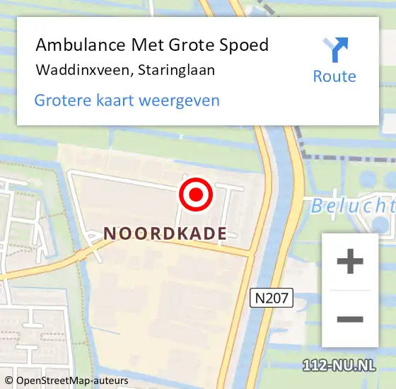 Locatie op kaart van de 112 melding: Ambulance Met Grote Spoed Naar Waddinxveen, Staringlaan op 1 november 2024 20:12