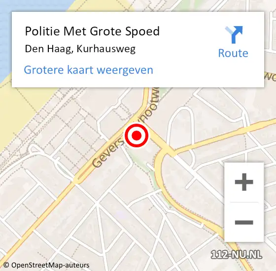 Locatie op kaart van de 112 melding: Politie Met Grote Spoed Naar Den Haag, Kurhausweg op 1 november 2024 20:43