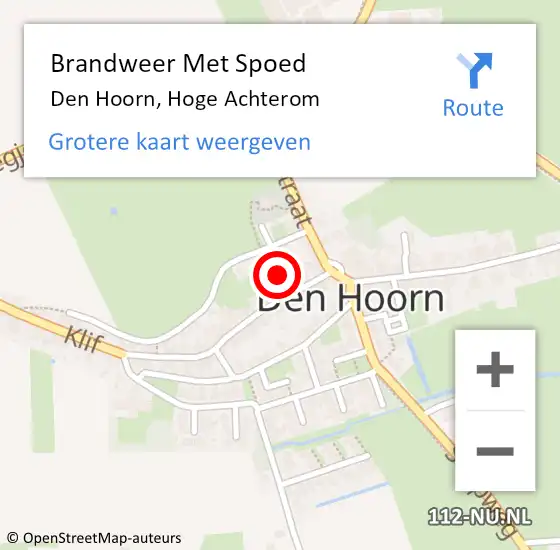 Locatie op kaart van de 112 melding: Brandweer Met Spoed Naar Den Hoorn, Hoge Achterom op 1 november 2024 20:44