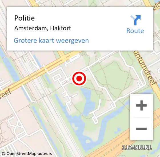 Locatie op kaart van de 112 melding: Politie Amsterdam, Hakfort op 1 november 2024 20:46