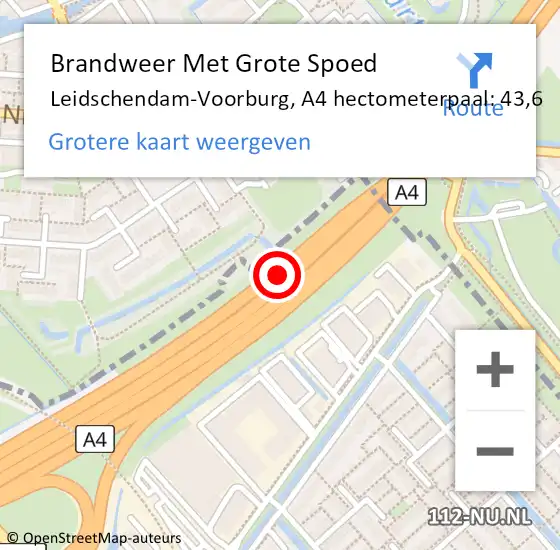 Locatie op kaart van de 112 melding: Brandweer Met Grote Spoed Naar Leidschendam-Voorburg, A4 hectometerpaal: 43,6 op 1 november 2024 20:54