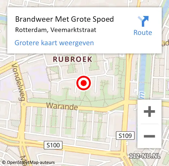 Locatie op kaart van de 112 melding: Brandweer Met Grote Spoed Naar Rotterdam, Veemarktstraat op 1 november 2024 21:07