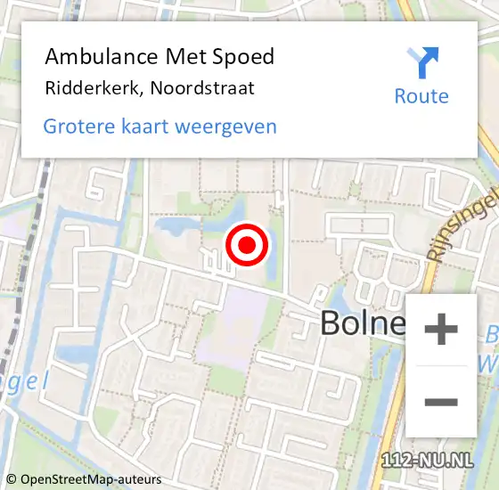 Locatie op kaart van de 112 melding: Ambulance Met Spoed Naar Ridderkerk, Noordstraat op 1 november 2024 21:20