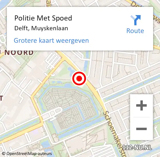 Locatie op kaart van de 112 melding: Politie Met Spoed Naar Delft, Muyskenlaan op 1 november 2024 21:24