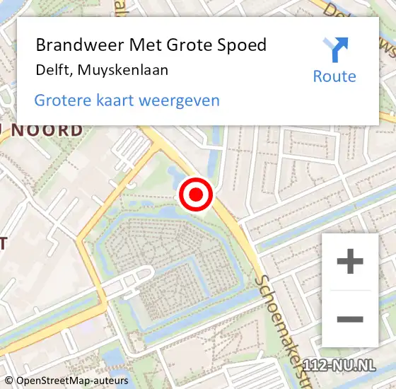 Locatie op kaart van de 112 melding: Brandweer Met Grote Spoed Naar Delft, Muyskenlaan op 1 november 2024 21:25