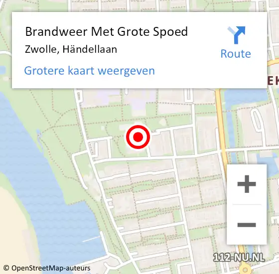 Locatie op kaart van de 112 melding: Brandweer Met Grote Spoed Naar Zwolle, Händellaan op 1 november 2024 21:37