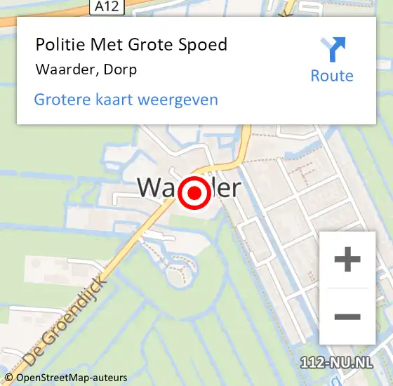 Locatie op kaart van de 112 melding: Politie Met Grote Spoed Naar Waarder, Dorp op 1 november 2024 21:39