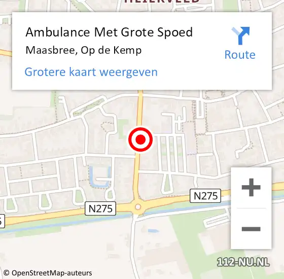 Locatie op kaart van de 112 melding: Ambulance Met Grote Spoed Naar Maasbree, Pastoor Leursstraat op 25 oktober 2014 14:35