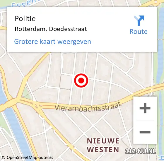 Locatie op kaart van de 112 melding: Politie Rotterdam, Doedesstraat op 1 november 2024 21:46