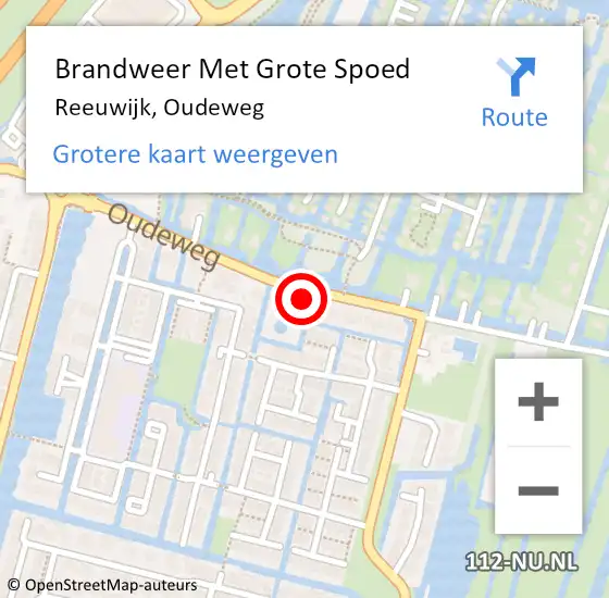 Locatie op kaart van de 112 melding: Brandweer Met Grote Spoed Naar Reeuwijk, Oudeweg op 1 november 2024 21:50