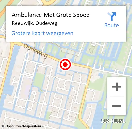 Locatie op kaart van de 112 melding: Ambulance Met Grote Spoed Naar Reeuwijk, Oudeweg op 1 november 2024 21:50