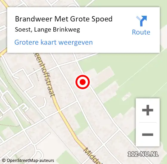 Locatie op kaart van de 112 melding: Brandweer Met Grote Spoed Naar Soest, Lange Brinkweg op 1 november 2024 22:15