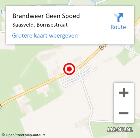 Locatie op kaart van de 112 melding: Brandweer Geen Spoed Naar Saasveld, Bornsestraat op 1 november 2024 22:21