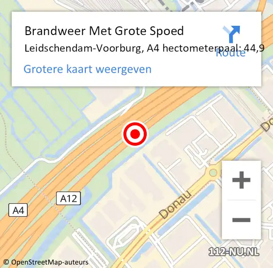 Locatie op kaart van de 112 melding: Brandweer Met Grote Spoed Naar Leidschendam-Voorburg, A4 hectometerpaal: 44,9 op 1 november 2024 22:44