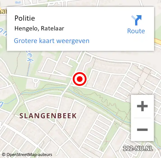 Locatie op kaart van de 112 melding: Politie Hengelo, Ratelaar op 1 november 2024 22:45