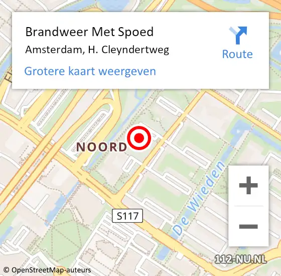 Locatie op kaart van de 112 melding: Brandweer Met Spoed Naar Amsterdam, H. Cleyndertweg op 1 november 2024 22:55