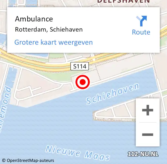 Locatie op kaart van de 112 melding: Ambulance Rotterdam, Schiehaven op 1 november 2024 23:02