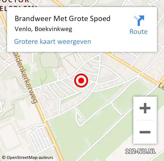 Locatie op kaart van de 112 melding: Brandweer Met Grote Spoed Naar Venlo, Boekvinkweg op 1 november 2024 23:11