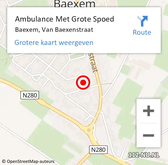 Locatie op kaart van de 112 melding: Ambulance Met Grote Spoed Naar Baexem, Van Baexenstraat op 25 oktober 2014 14:44