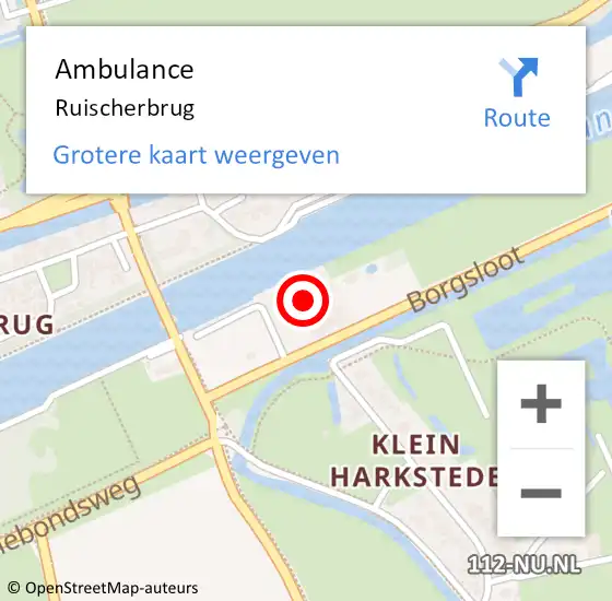 Locatie op kaart van de 112 melding: Ambulance Ruischerbrug op 25 oktober 2014 14:45