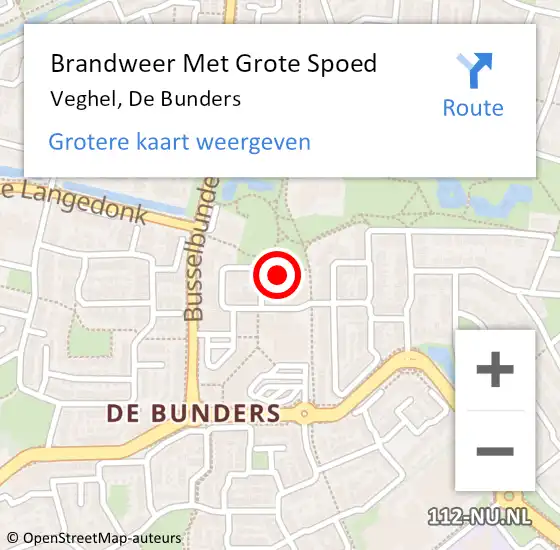 Locatie op kaart van de 112 melding: Brandweer Met Grote Spoed Naar Veghel, De Bunders op 1 november 2024 23:58