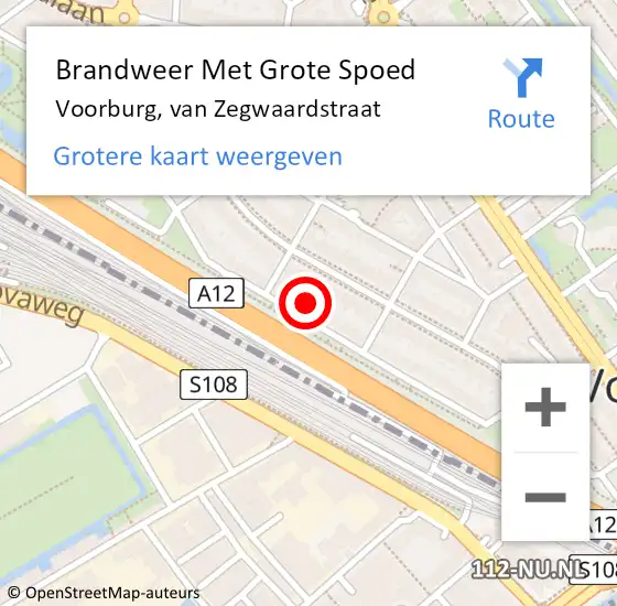 Locatie op kaart van de 112 melding: Brandweer Met Grote Spoed Naar Voorburg, van Zegwaardstraat op 2 november 2024 00:01